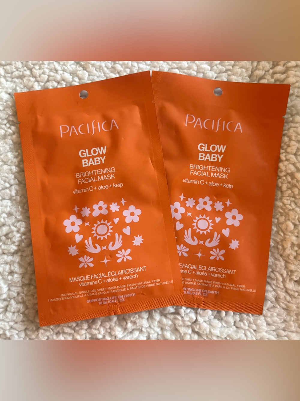 Pacifica Glow Baby Brightening Facial Mask - Orange with White Floral Print